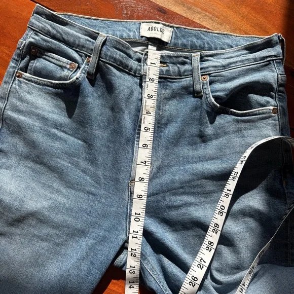 Agolde Women's Vintage high rise Straight Leg Blue Jeans - Picture 8 of 10